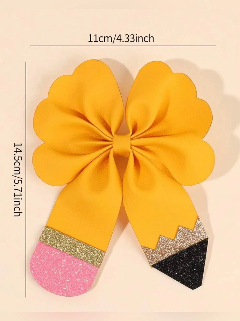 Pencil Kids Bow Hair Clip with Glitter Accents